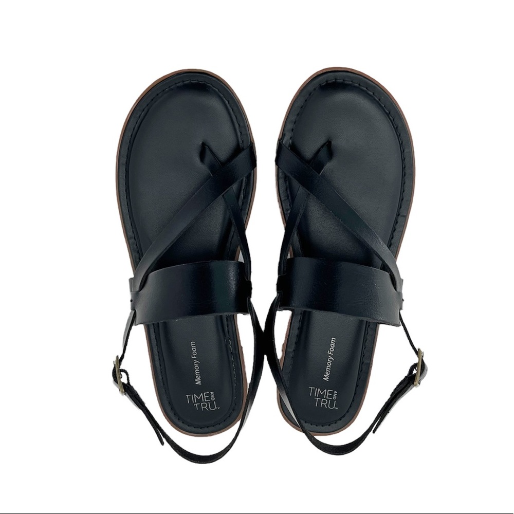 Time and Tru Black Memory Foam Sandals Size 8